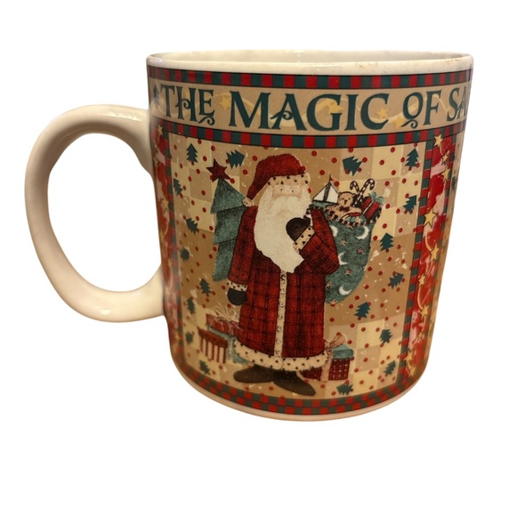 Other - Holiday Santa Ceramic Coffee Mug - Red, Cream, Green